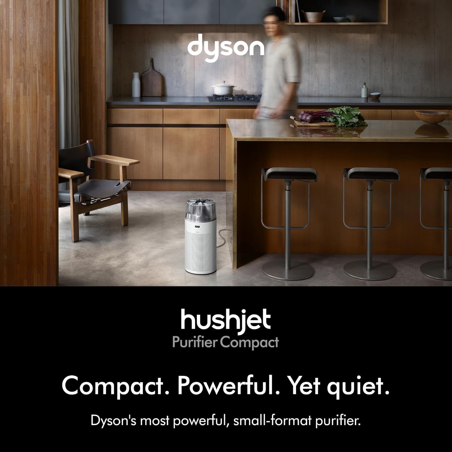Dyson Hushjet Compact Purifier, Engineered for Powerful, Whisper-Quiet, Whole-Room Air Purification, Homes with Pets, Allergies, Fully-Sealed Filtration, 5-Year No Change Filter (White/Silver)