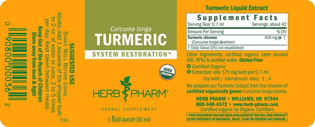 Turmeric Liquid Extract: USDA Organic Liver, Joint, Muscle, Cardiovascular, and Digestive Support, Fast-Absorbing & Sugar-Free Turmeric Root Tincture, up to ~3 Week Supply, 1 Oz*
