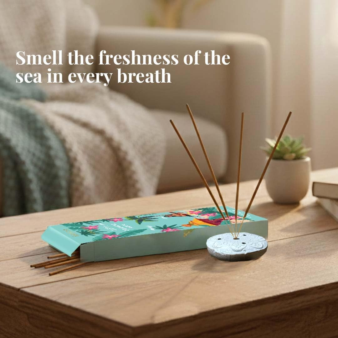Incense Sticks with Holder (100 Sticks)| Tropical Summer Vibes Incense for Aromatherapy, Meditation, Yoga | No Charcoal, Non Toxic, Long Burning Hawaii Inspired Beach Scent Insence-Sticks
