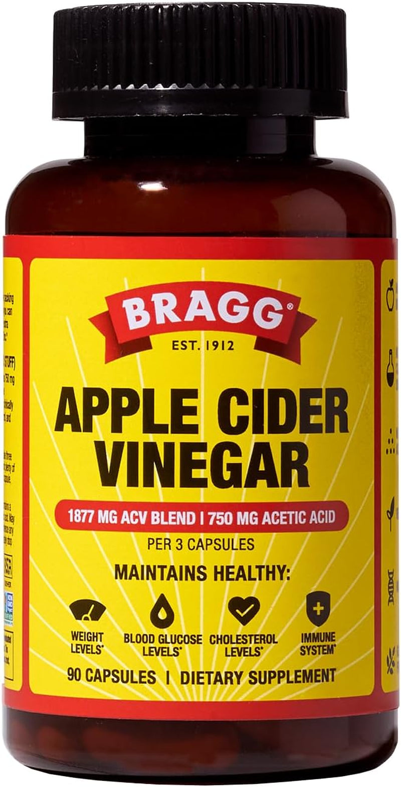 Organic Apple Cider Vinegar Capsules with Vitamin D and Zinc - 90 Count - Supports Immune System
