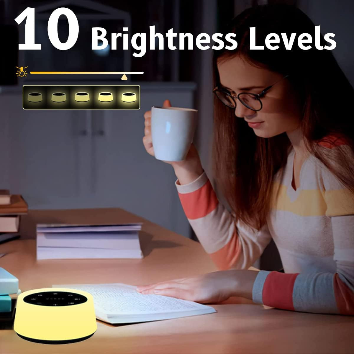 Sound Machine and White Noise Machine with 30 Soothing Sounds 12 Colors for Kids Adult Baby Night Light with Memory Function for Home Office (Black)