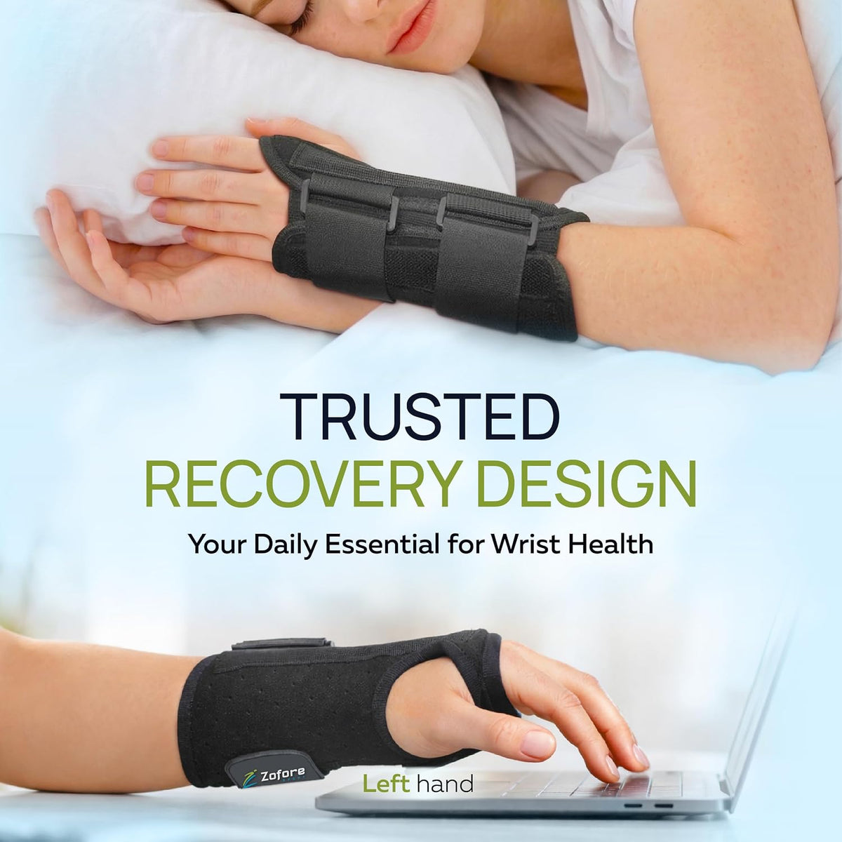 Carpal Tunnel Wrist Brace Support with 2 Straps and Metal Splint Stabilizer - Helps Relieve Tendinitis Arthritis Carpal Tunnel Pain - Reduces Recovery Time for Men Women - Left (S/M)