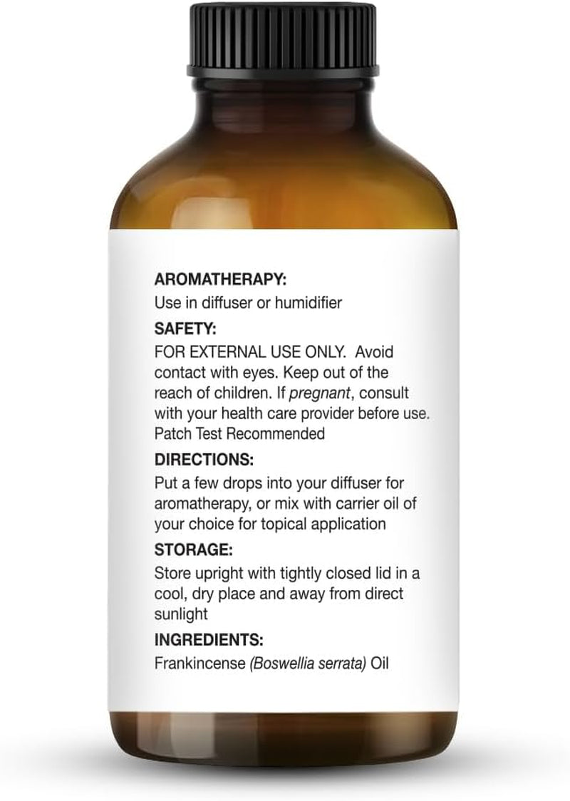 Essential Oil with Glass Dropper - 100% Pure and Natural - Essential Oils for Diffuser, Aromatherapy, Soap and Candle Making, Frankincense Essential Oil, Frankincense Oil, 4 Fl Oz