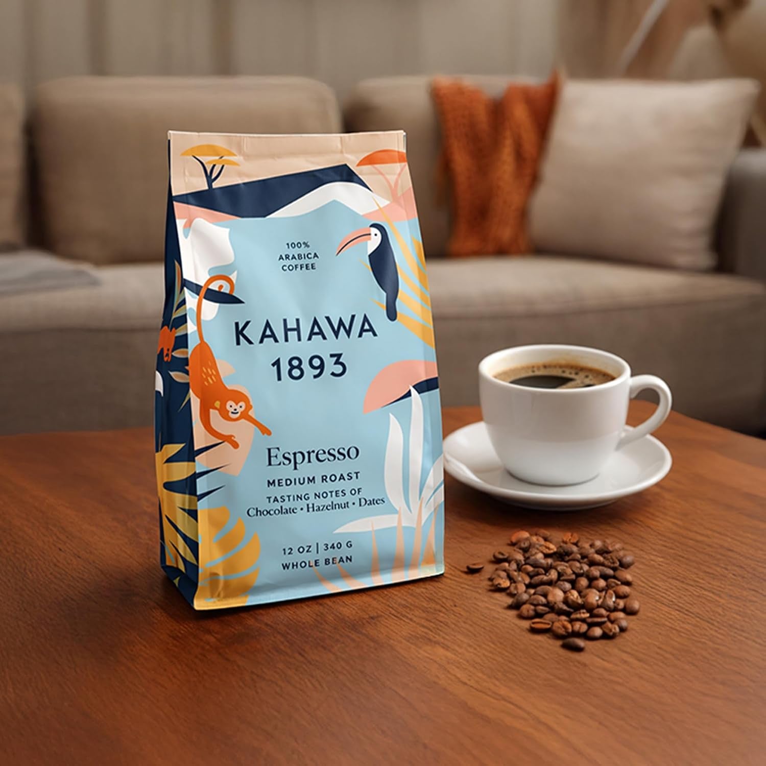 Whole Bean Coffee Medium Roast 1893 Espresso Blend 12 Oz - as Seen on Shark Tank, Naturally Sweet, Organically Grown, Ethically & Sustainably Sourced