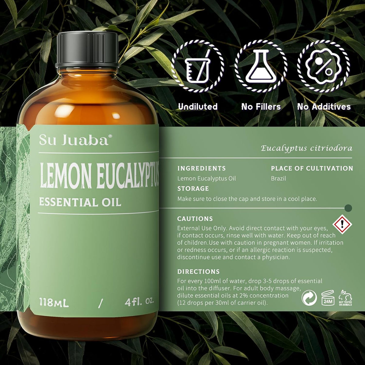 Lemon Eucalyptus Essential Oil for Spray, Skin Care & Aromatherapy