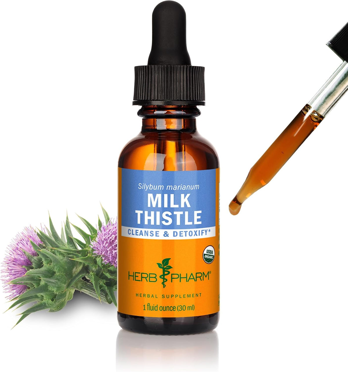 Milk Thistle Liquid Extract: Organic Silybum Marianum Extract Healthy Liver Function Support, Cleanse & Detoxify, Fast-Absorbing Milk Thistle Herbal Supplement, up to ~3 Week Supply, 1 Oz*