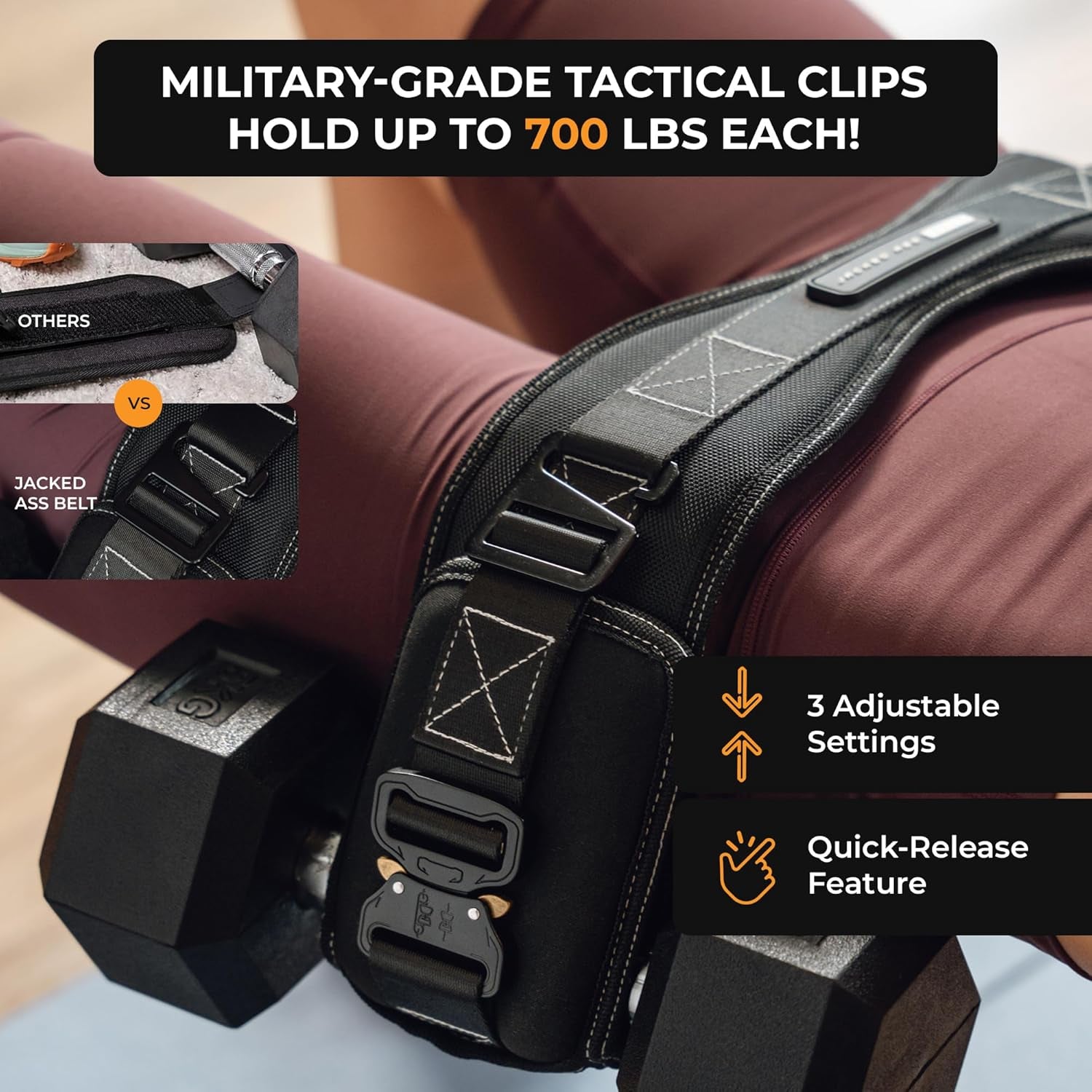Premium Hip Thrust Belt for Dumbbells & Kettlebells (Patent-Pending) Booty Belt - Heavy Duty Glute Training System for Home Gym, Fast Setup for Progressive Overload without Barbell or Rack