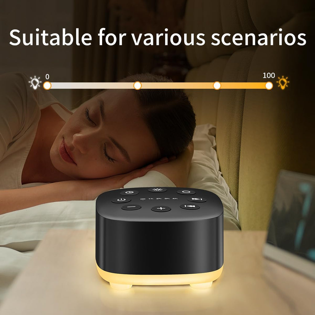 White Noise Sound Machine 30 Soothing Sounds with 32 Volume Control 12 Night Light 5 Timers Portable Sleep Machine for Travel Powered by AC or USB Sleep Therapy for Baby Kids Adults (Black)