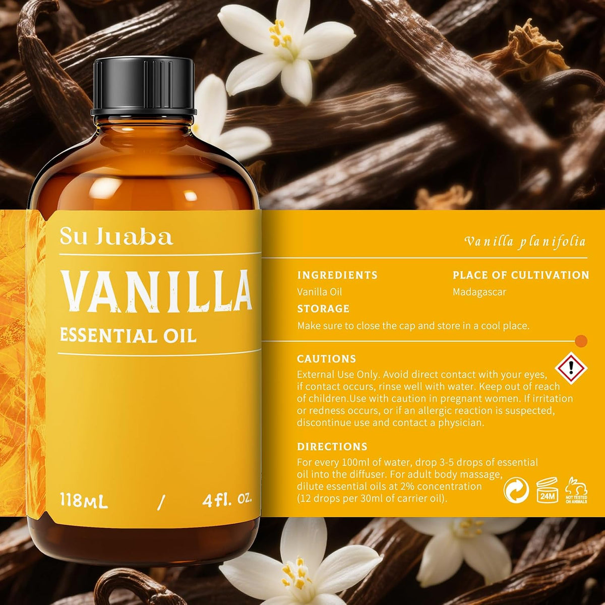 Vanilla Essential Oil for Perfume, Body, Skin, Fragrance
