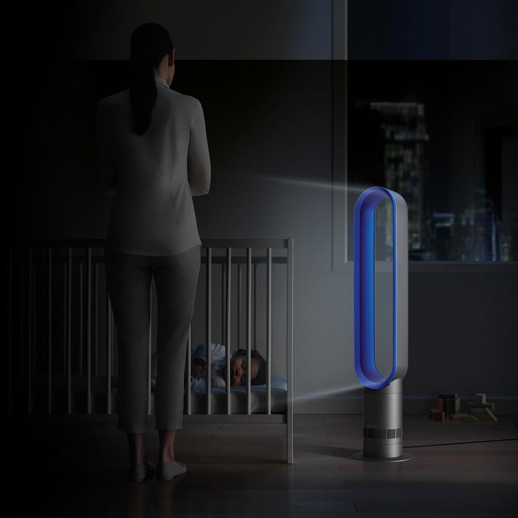 Dyson Cool AM07 Air Multiplier Bladeless Tower Fan, 70° Oscillation, 10 Levels (Iron/Blue)