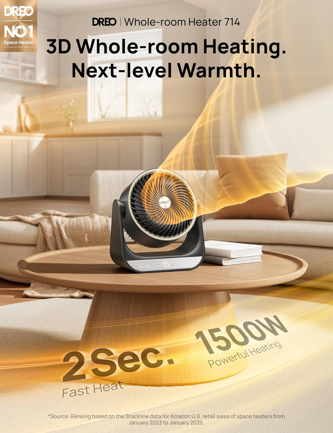 DREO Whole Room Heater, 3D Oscillating Heating Space Heaters for Indoor Use