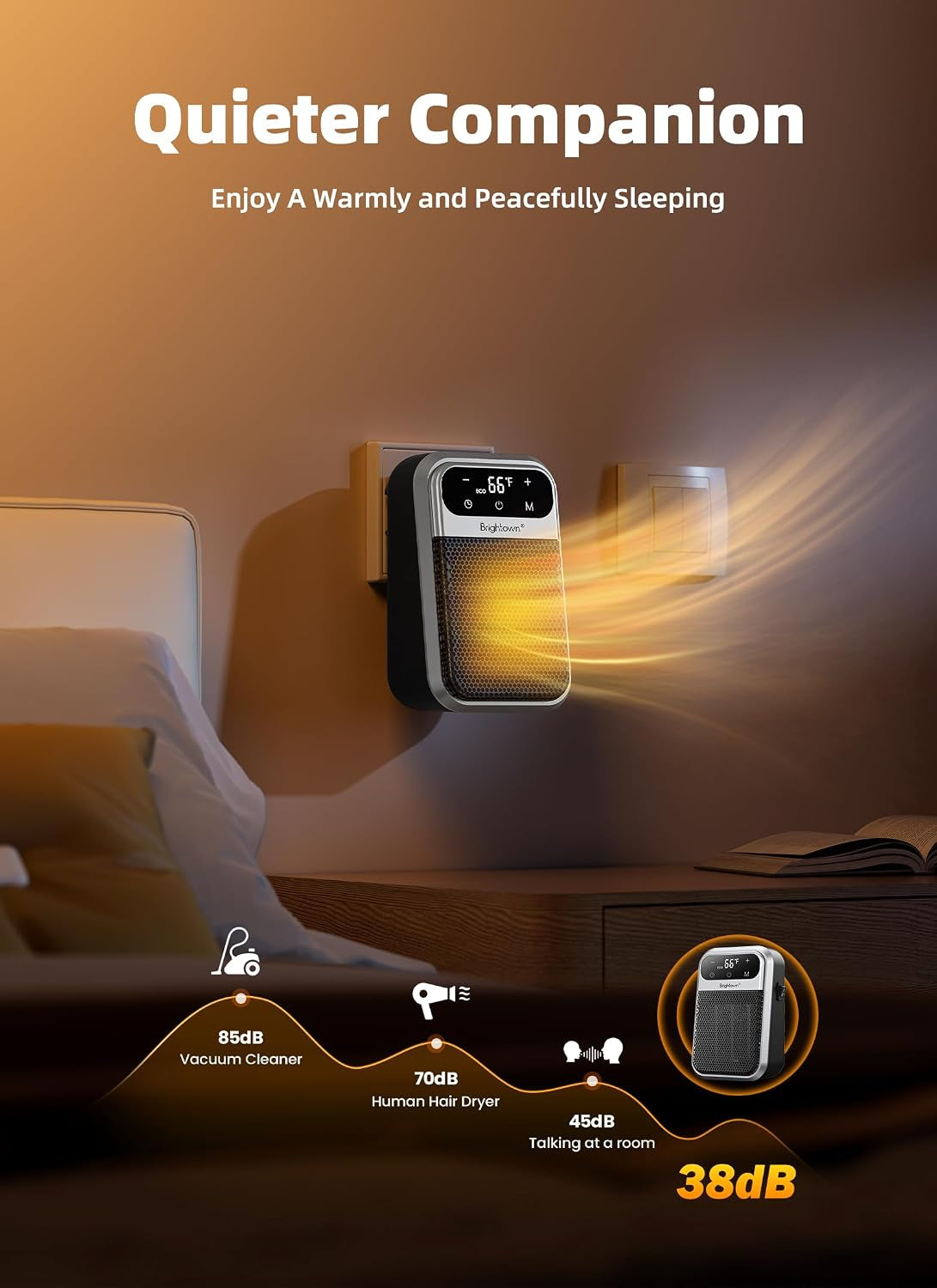 Plug in Heater with Remote, 800W Small Wall Outlet Heater