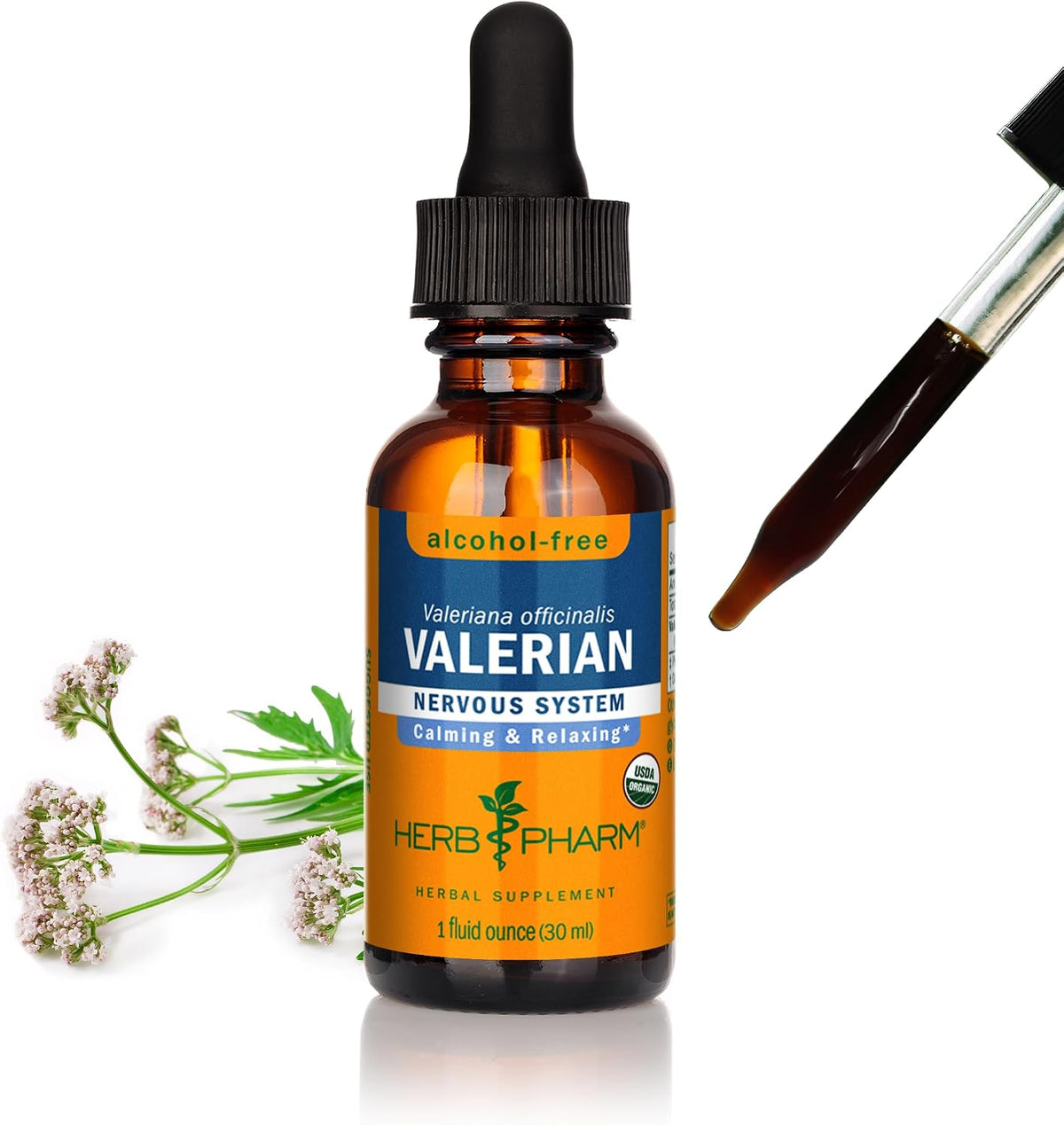 Valerian Alcohol-Free Extract: Organic Liquid Glycerite for Sleep & Relaxation, Calming Nighttime Sleep Support Supplement for Adults, Sugar-Free, up to 6 Week Supply, 1 Oz