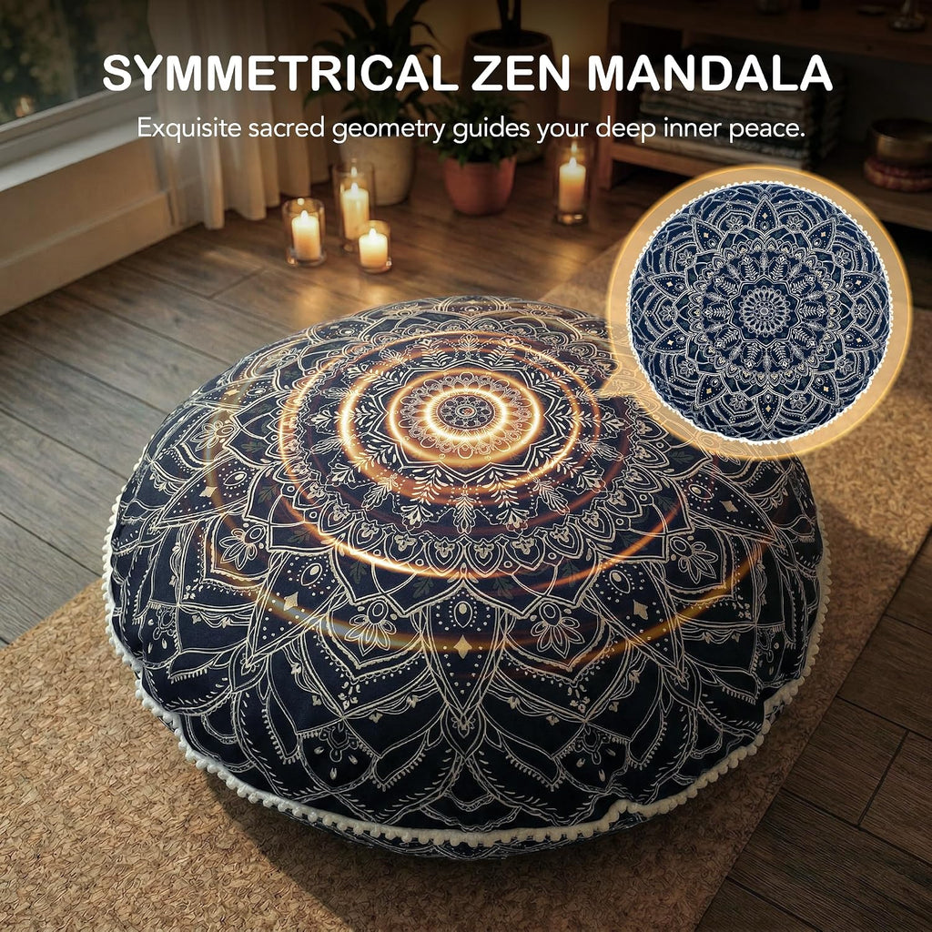 32-Inch Meditation Cushion, Large Floor Pillows for Adults, Black