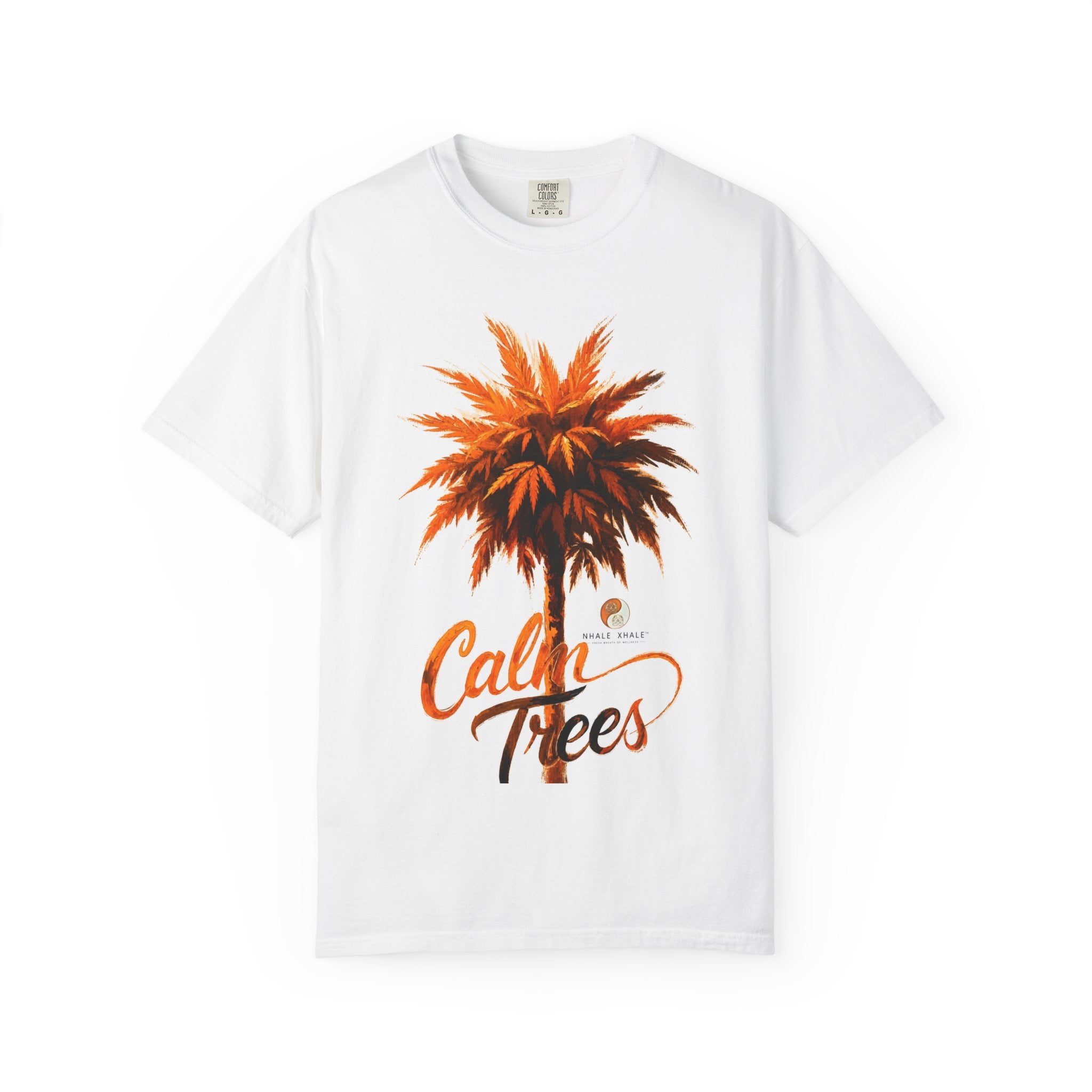 NhaleXhale “Burnt Orange Calm Trees” White Tee