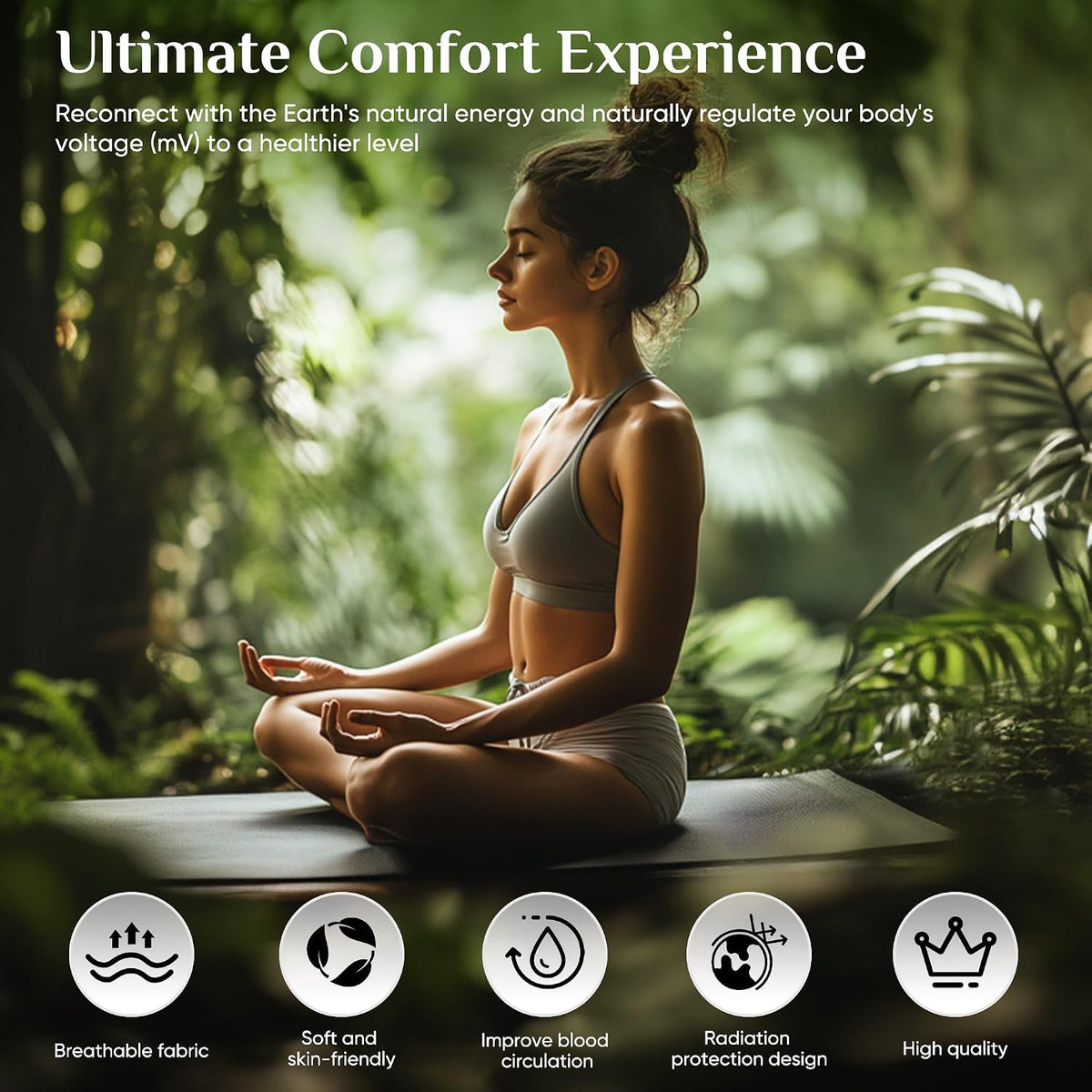 Grounding Mat for Bed, Enjoy the Grounding Effect Indoors, for Better Sleep, Pain and Stress Relief, PU Grounding Mat Set Comes with Grounding Cord and Test Pen