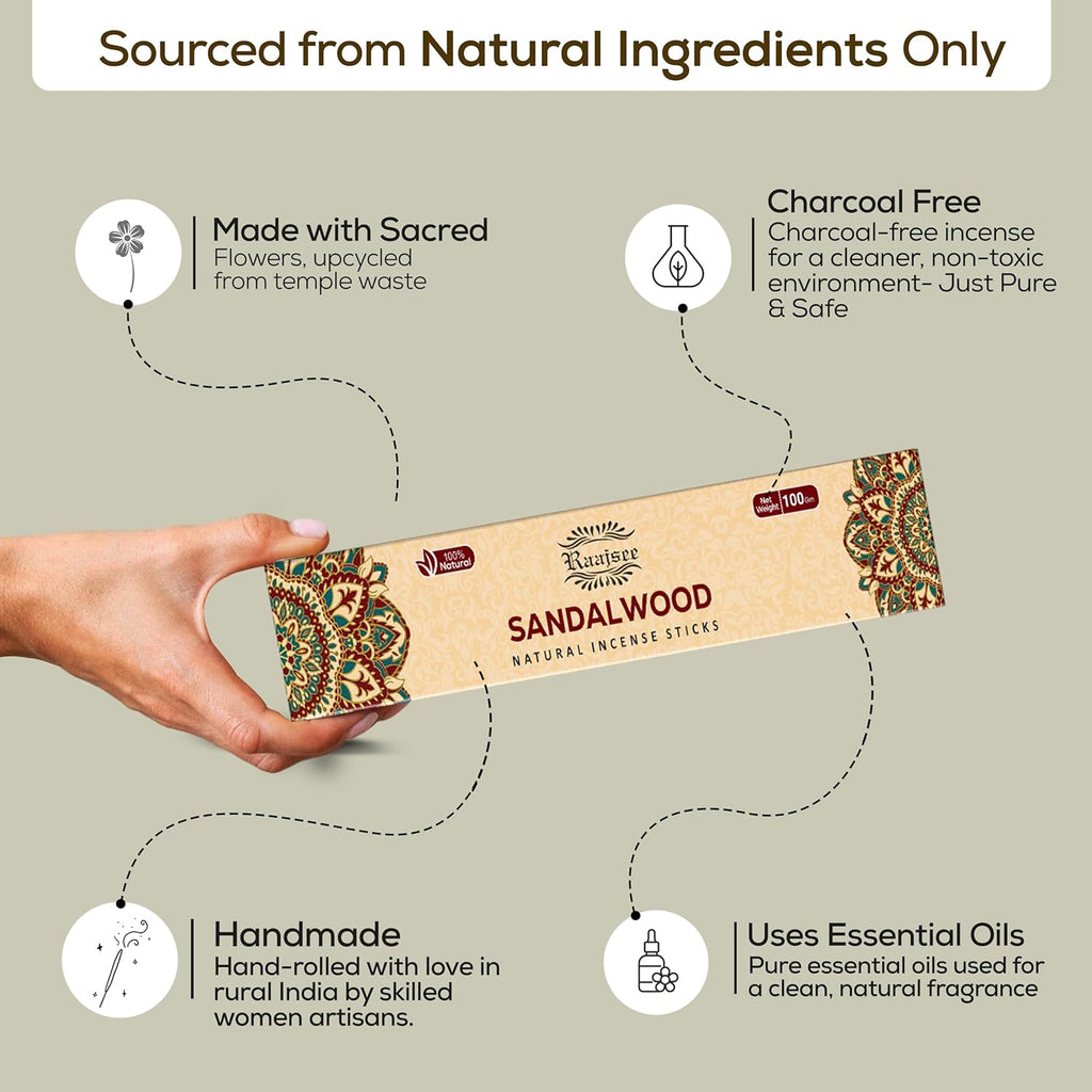 Incense Sticks Assorted Pack (180 Gm), 100% Pure Organic Natural Hand Rolled Free from Chemicals - Perfect for Aromatherapy, Cleansing, Meditation, and Church (12 Pack)