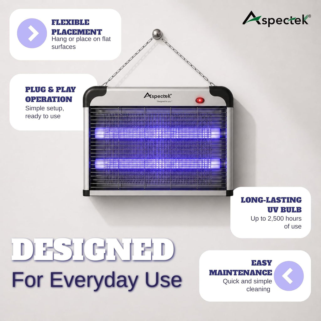 Electric Bug Zapper, 20W UV Bulbs, Fly, Mosquito, Gnat and Moth Control, Indoor and Covered Outdoor Use for Home, Garage, Patio and Farm, Includes 2 Replacement Bulbs