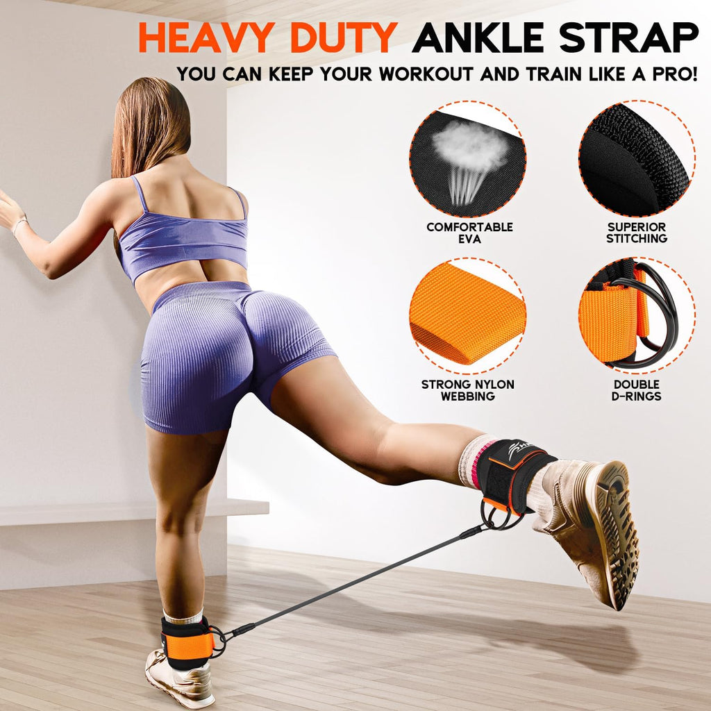 Ankle Resistance Bands, Ankle Bands for Working Out with Cuffs, Resistance Bands for Leg Butt Training Workout Equipment for Kickbacks Hip Gluteus Training, Ankle Strap with Exercise Bands