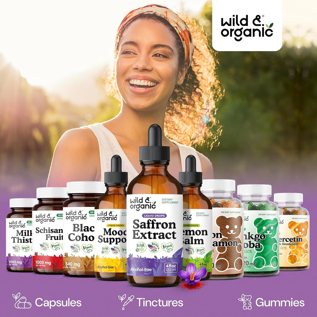 Saffron Supplements 88.5 Mg - Mood, Focus & Eye Support - Saffron Extract Liquid Drops - Add to Tea - 5-Month Supply - Crocus Sativus Herb - Vegan, Sugar & Alcohol-Free Tincture - 4 Oz