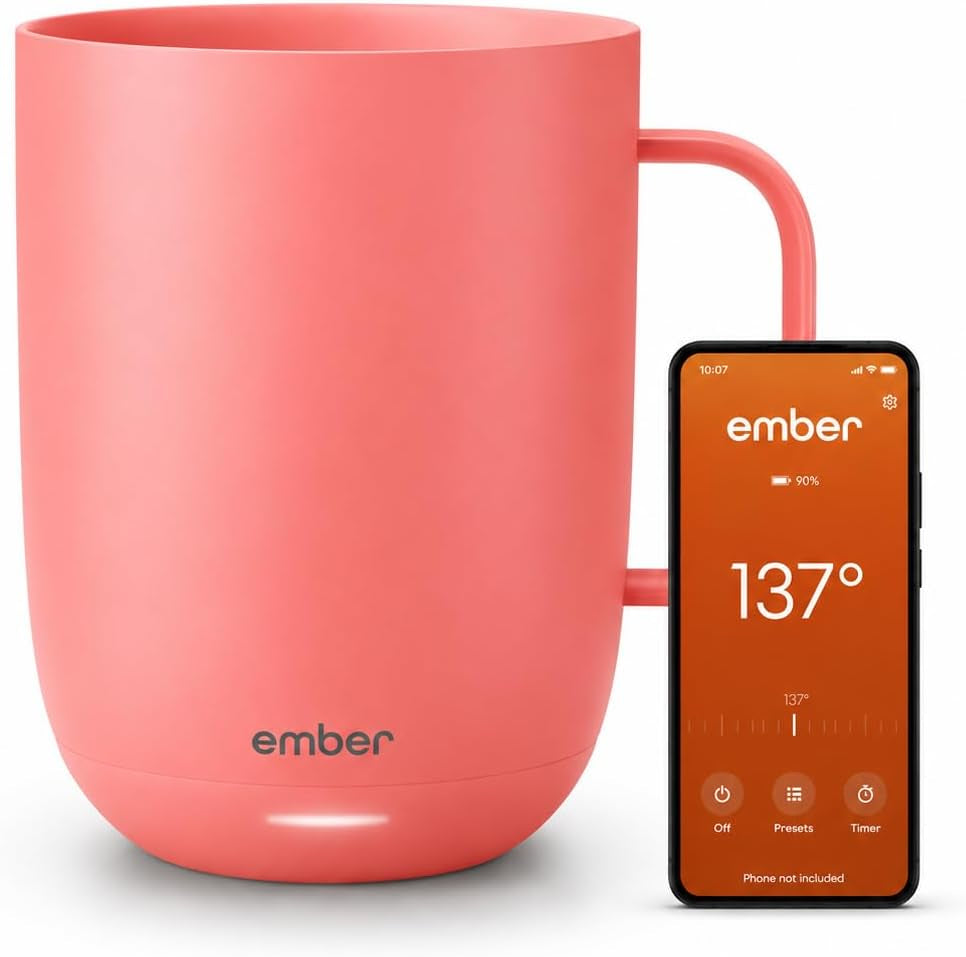 Ember Temperature Control Smart Mug 2, 14 Oz, App-Controlled Heated Coffee Mug with 80 Min Battery Life and Improved Design, Grapefruit
