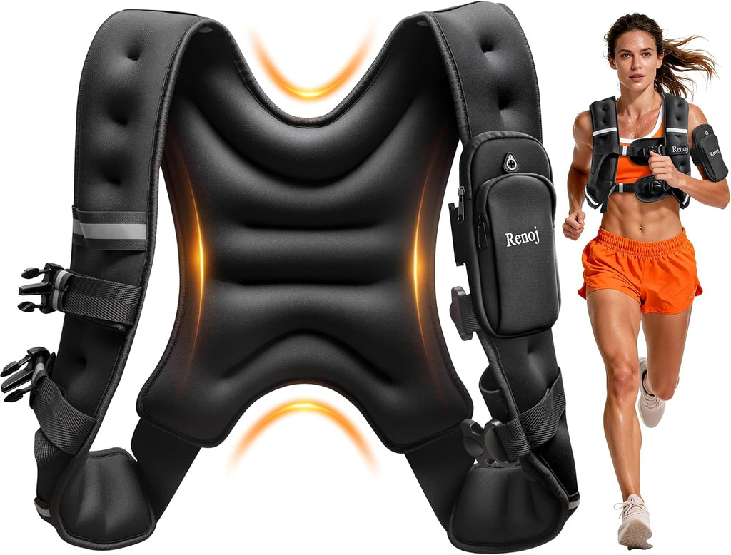 Weighted Vest for Women Men: Available in 6Lb/8Lb/10Lb/11Lb/12Lb/14Lb/16Lb/20Lb Fixed Weights for Walking, Running, Training, Exercise, Weight Loss - with Reflective Strips and Storage Pocket