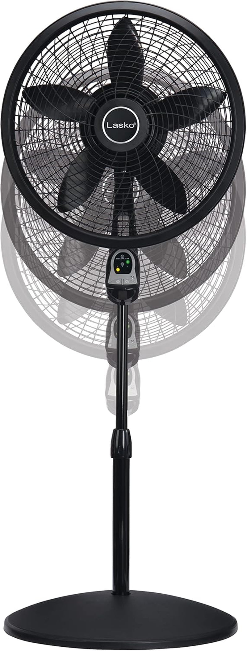 Lasko Oscillating Cyclone Pedestal Fan, Adjustable Height, Timer, Remote Control, 3 Speeds, for Bedroom, Living Room, Home Office, 18", Black, 1843