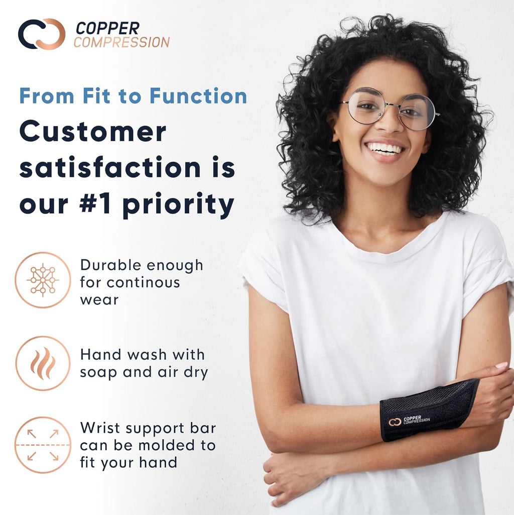 Advanced Wrist Brace - Copper Infused Adjustable Orthopedic Support Splint for Pain, Carpal Tunnel, Arthritis, Tennis Elbow, Tendinitis, RSI, Ganglion Cyst for Men Women Right S/M