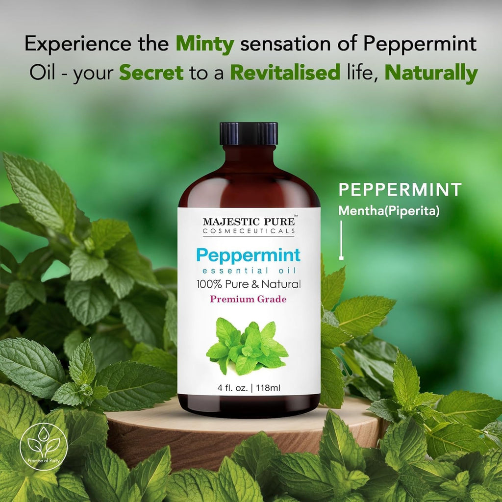 Essential Oil with Glass Dropper - 100% Pure and Natural - Essential Oils for Diffuser, Aromatherapy, Soap and Candle Making, Peppermint Essential Oil, Peppermint Oil, 4 Fl Oz