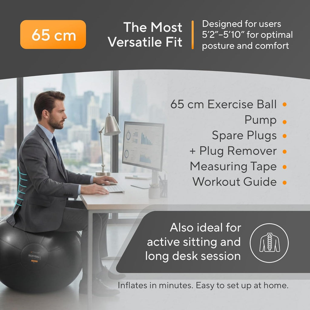 Yoga Ball for Exercise, Pregnancy & Office, Exercise Ball