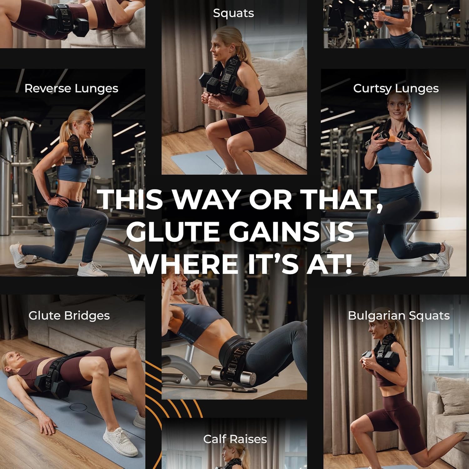 Premium Hip Thrust Belt for Dumbbells & Kettlebells (Patent-Pending) Booty Belt - Heavy Duty Glute Training System for Home Gym, Fast Setup for Progressive Overload without Barbell or Rack