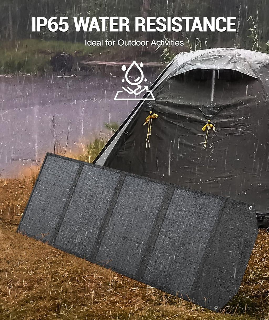 120W Portable Solar Panel PD45W QC3.0 Fast Solar Charger DC18V 6.67A USB A&C Output Compatible with Power Stations, Solar Generators, Phones, Tablets, for RV Camping, Off-Grid Road Trips