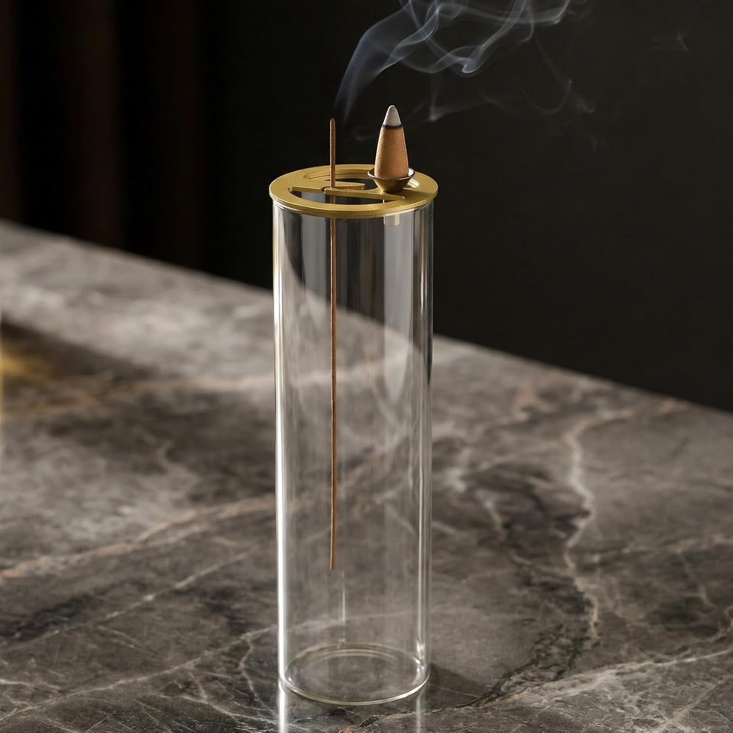 Incense Holder, 2 in 1 Incense Burner for Sticks, Ash-Proof Glass Incense Burner for Meditation Yoga Spa Room Decor Ceremonial Incense Incense Incense Scent Holder, 2 in 1