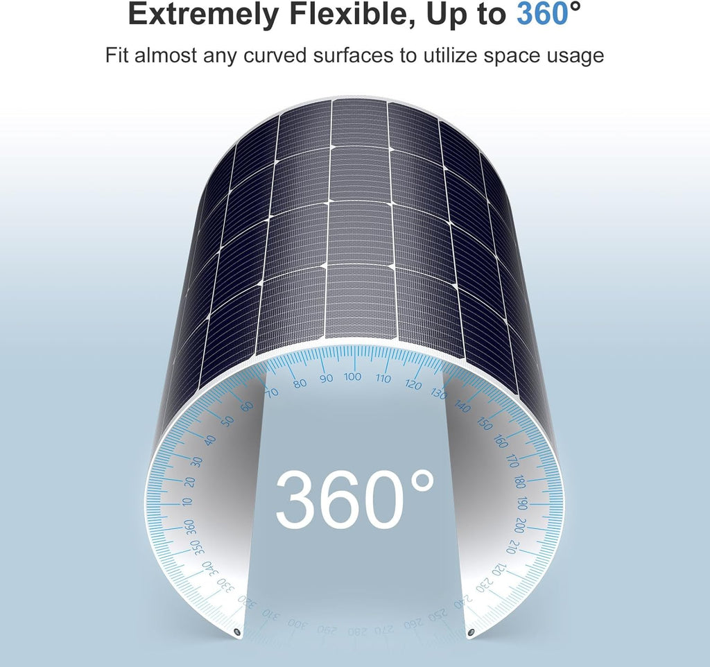 2-Pack 200Wwatt Flexible Solar Panel -Lightweight Mono Solar with ETFE Coating, IP68 Waterproof, Fiberglass Protection for 12V Battery Charging in RV, Boat, Marine, Camping & Off-Grid(400W)