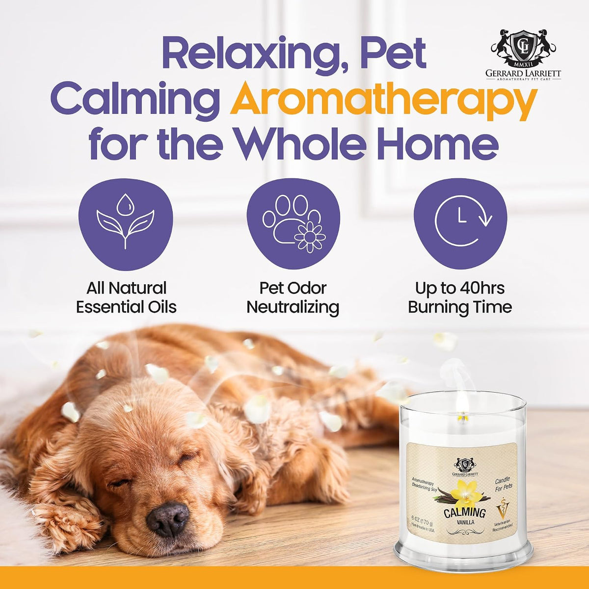 Pet Odor Eliminator Candle Calming Vanilla Scented Candle, Calming Candles Aromatherapy for Home Decor, Soy Wax Pet Candles Odor Eliminator for Animal Lover, Aromatherapy by Gerrard Larriett