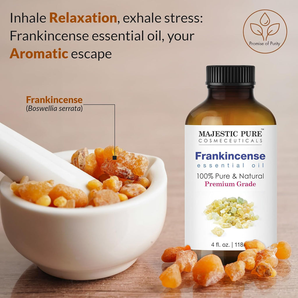 Essential Oil with Glass Dropper - 100% Pure and Natural - Essential Oils for Diffuser, Aromatherapy, Soap and Candle Making, Frankincense Essential Oil, Frankincense Oil, 4 Fl Oz