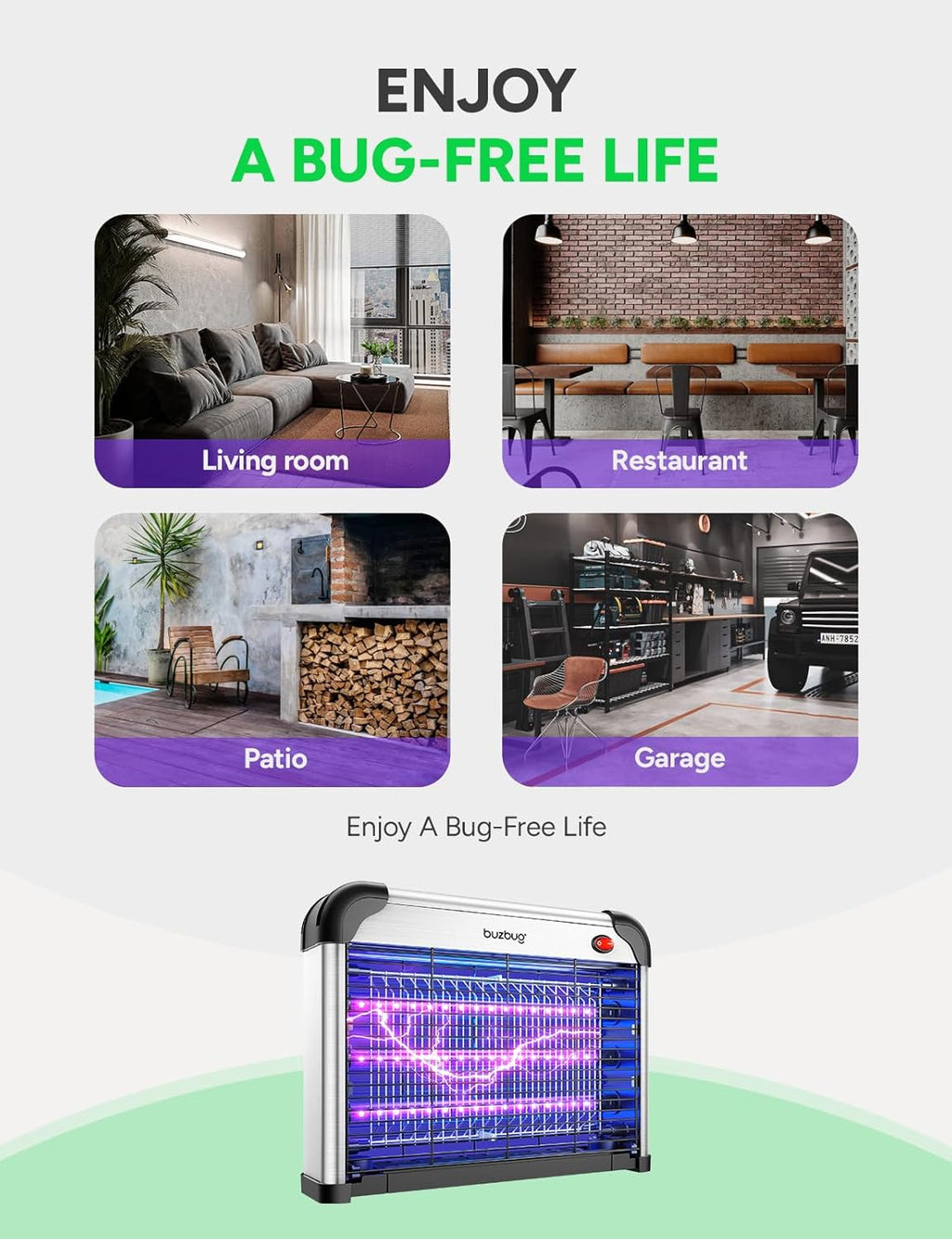 LED Bug Zapper Indoor, 3 Efficient 50000H LED Bulbs, Energy Saving & Dual Band Attraction, High-Voltage Electric Mosquito Zapper, Fly Trap Mosquito Trap, Fly Killer Fly Zapper -MA009