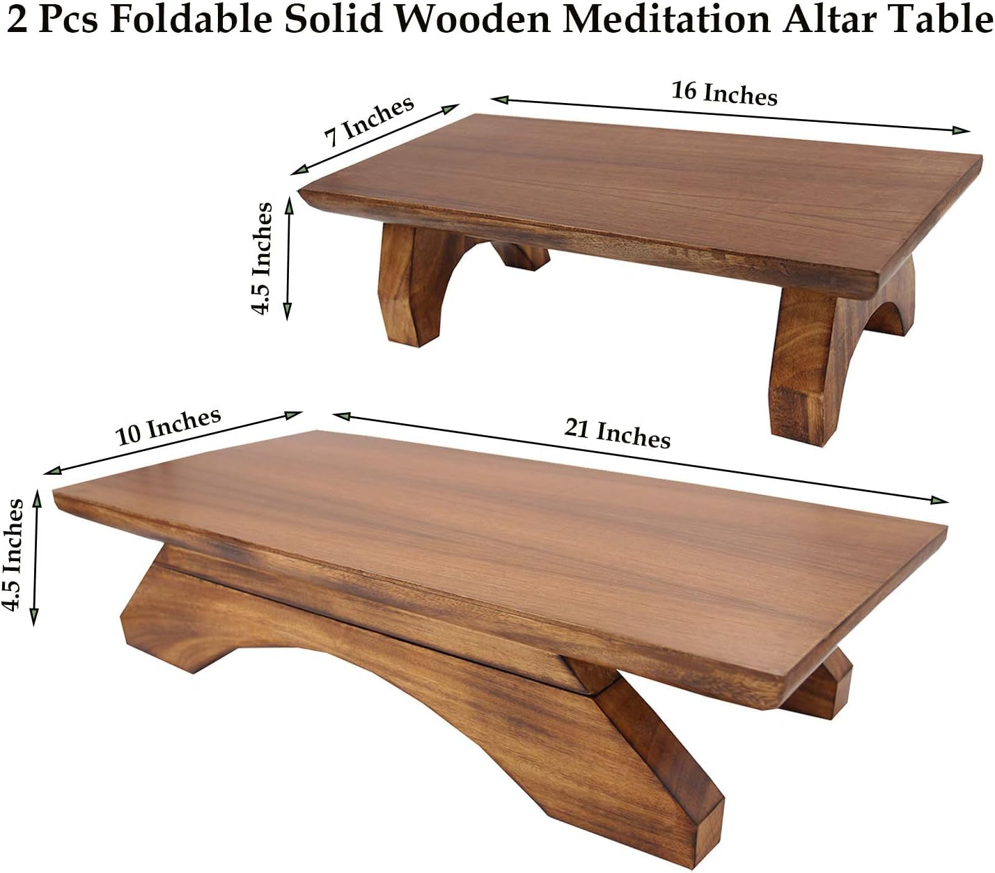 Premium Solid Wood Hand Carved Personal Shrine Altar Meditation Table Multi Levels (9" High)