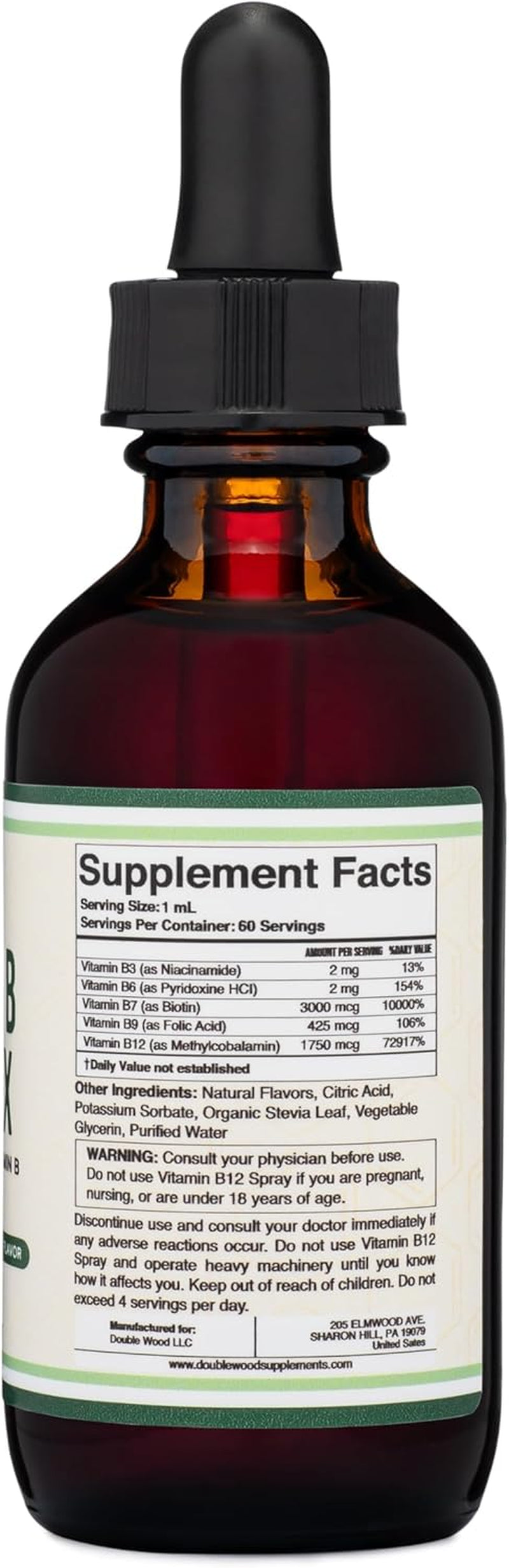 Liquid Vitamin B Complex - 2 Month Supply - Max Absorption - B3, B6, B7 (Biotin), B9, and Vitamin B12 - Cherry Flavor - 2 FL OZ