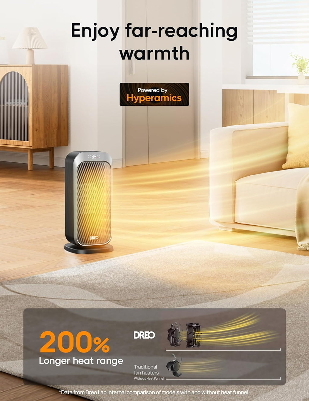 DREO Quiet Space Heater, 1500W Portable Heaters for Indoor Use with Remote
