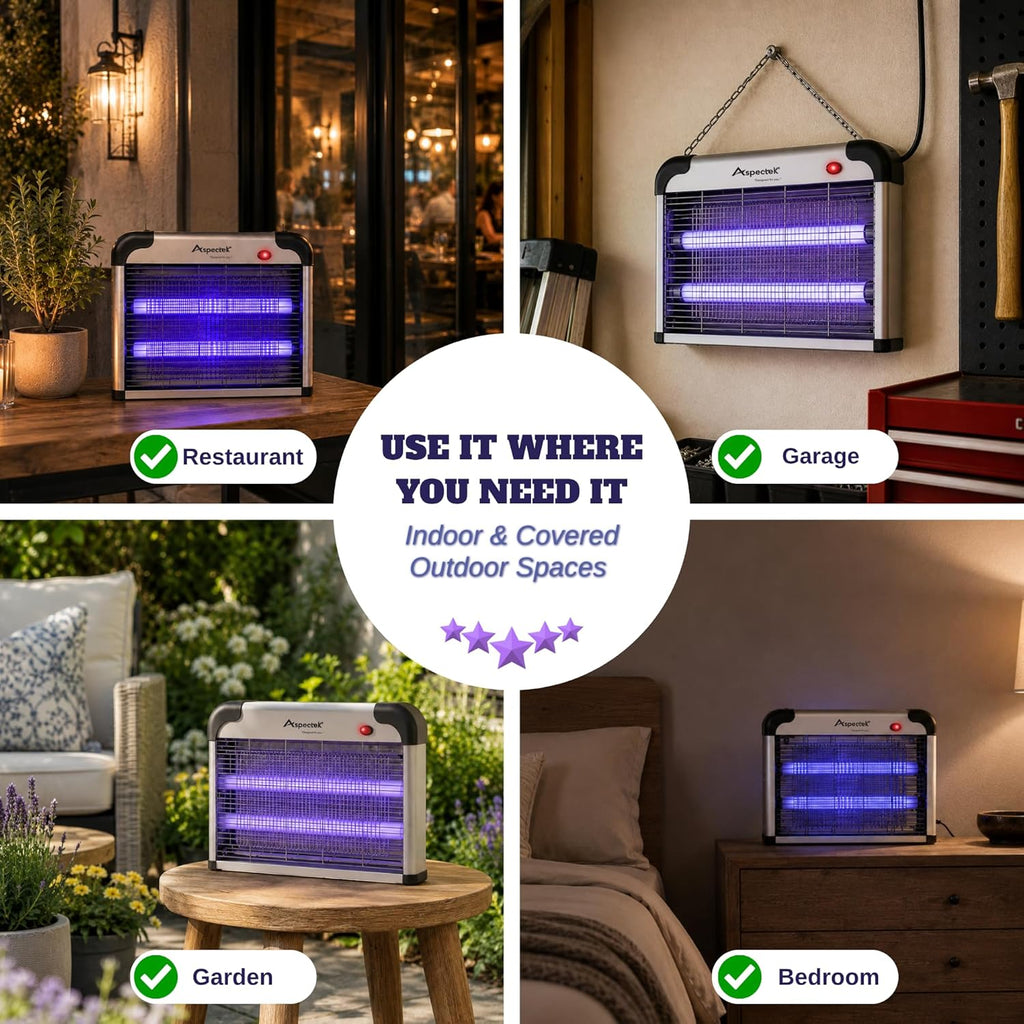 Electric Bug Zapper, 20W UV Bulbs, Fly, Mosquito, Gnat and Moth Control, Indoor and Covered Outdoor Use for Home, Garage, Patio and Farm, Includes 2 Replacement Bulbs