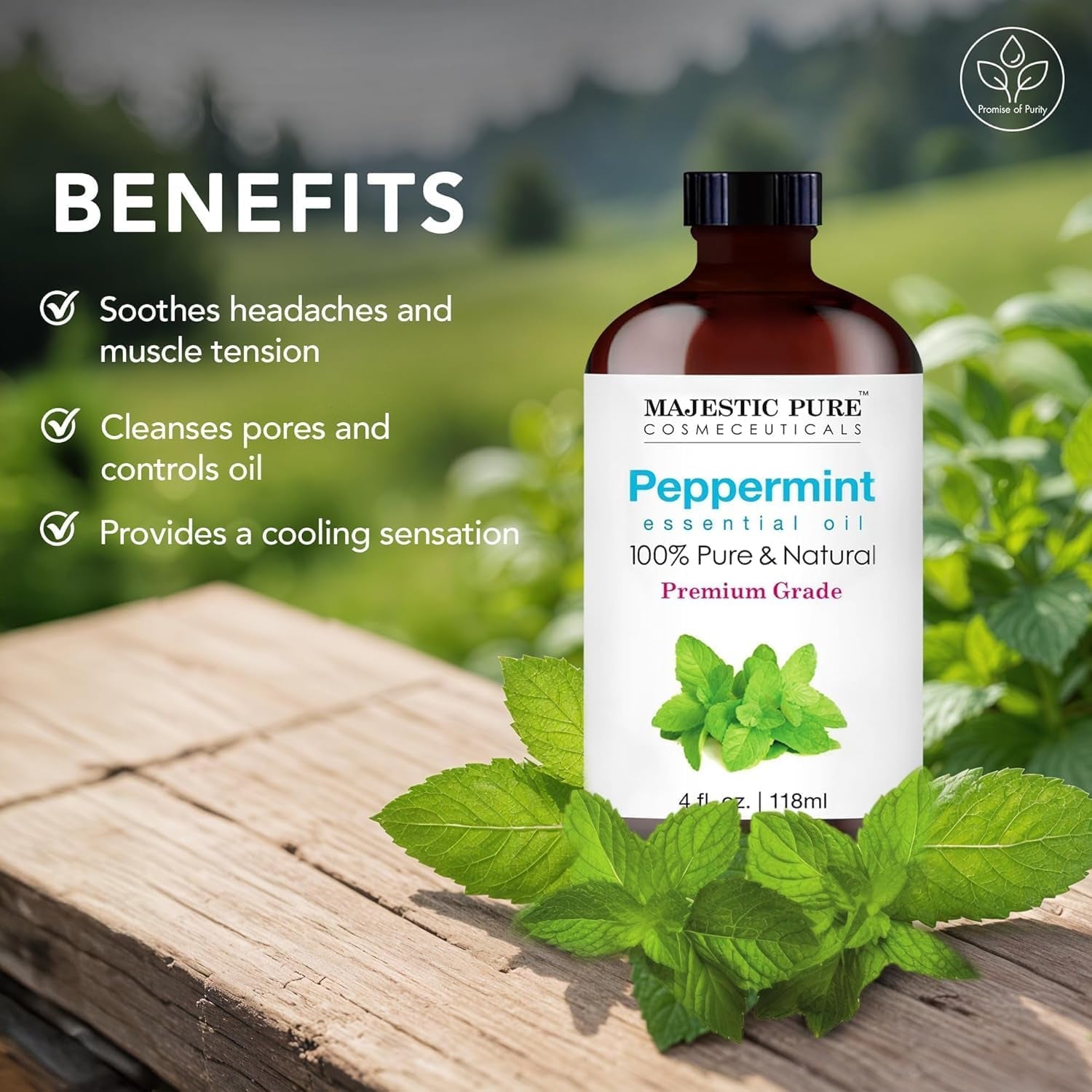 Essential Oil with Glass Dropper - 100% Pure and Natural - Essential Oils for Diffuser, Aromatherapy, Soap and Candle Making, Peppermint Essential Oil, Peppermint Oil, 4 Fl Oz