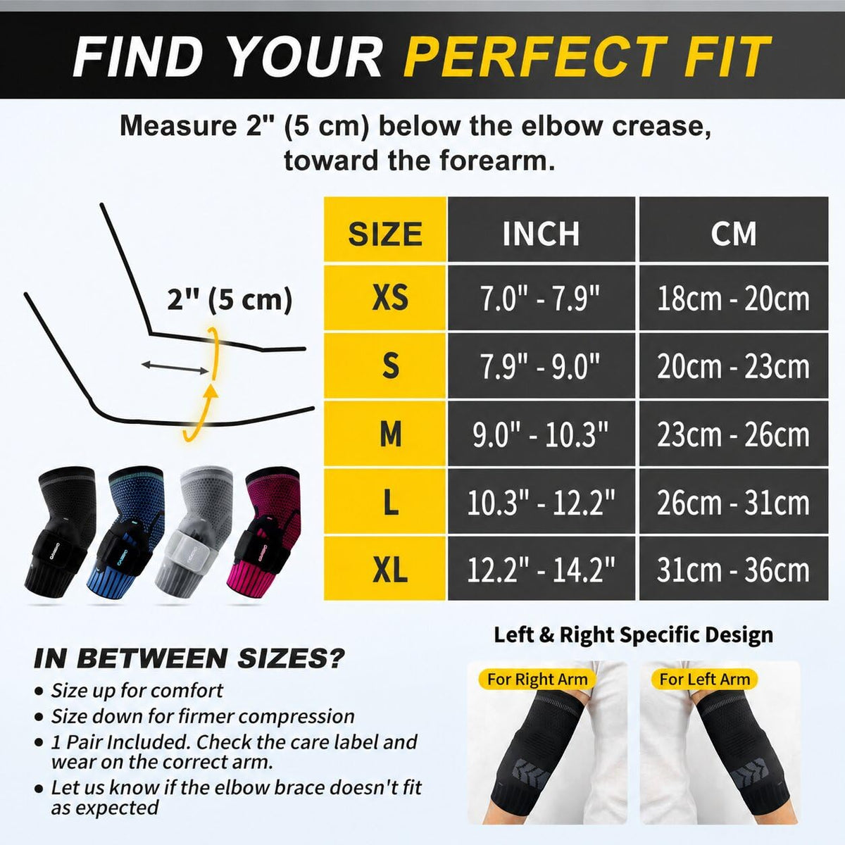 2 Pack Tennis Elbow Brace, Dual Gel Pad Compression Sleeve, Black