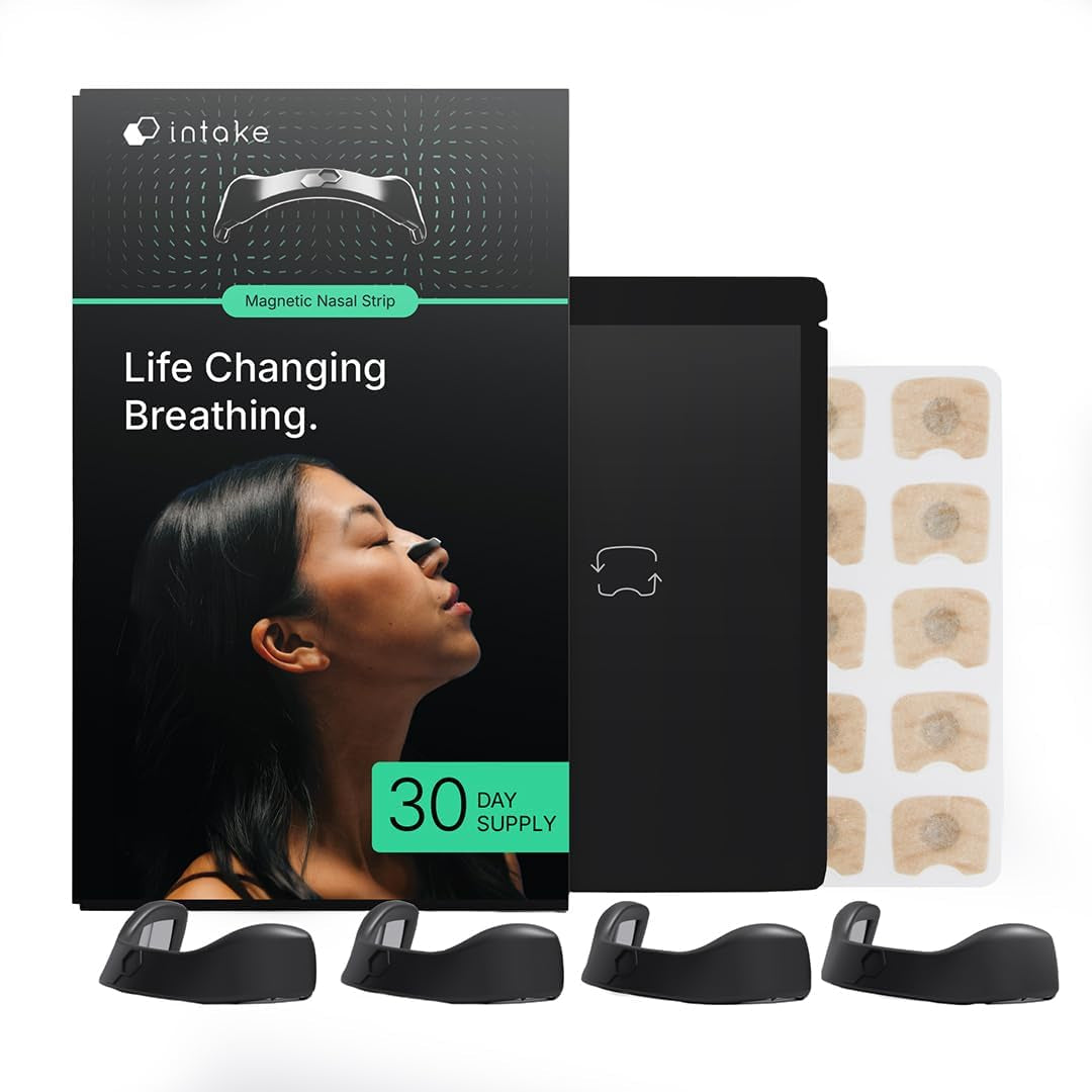 Breathing — Magnetic Nasal Strips Starter Kit | Reusable Band + Tabs | Nasal Strips for Sleep, Snoring, Breathing & Sports | Stronger Lift than Traditional Nose Strips | 4 Sizes, 30 Tabs, Black