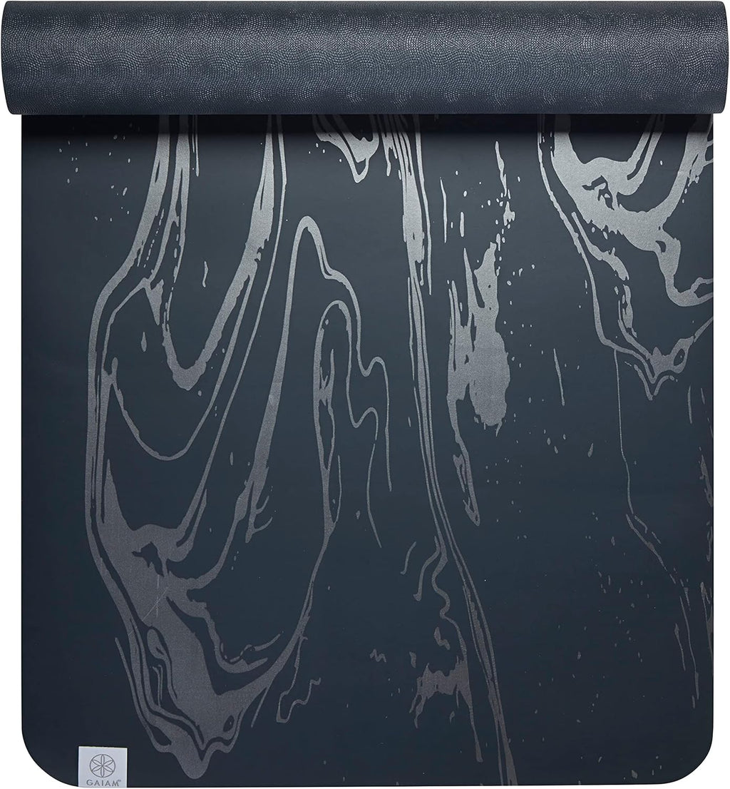 Gaiam Dry-Grip Yoga Mat - 5Mm Thick Non-Slip Exercise & Fitness Mat for Standard or Hot Yoga, Pilates and Floor Workouts - Cushioned Support, Non-Slip Coat - 68 X 24 Inches