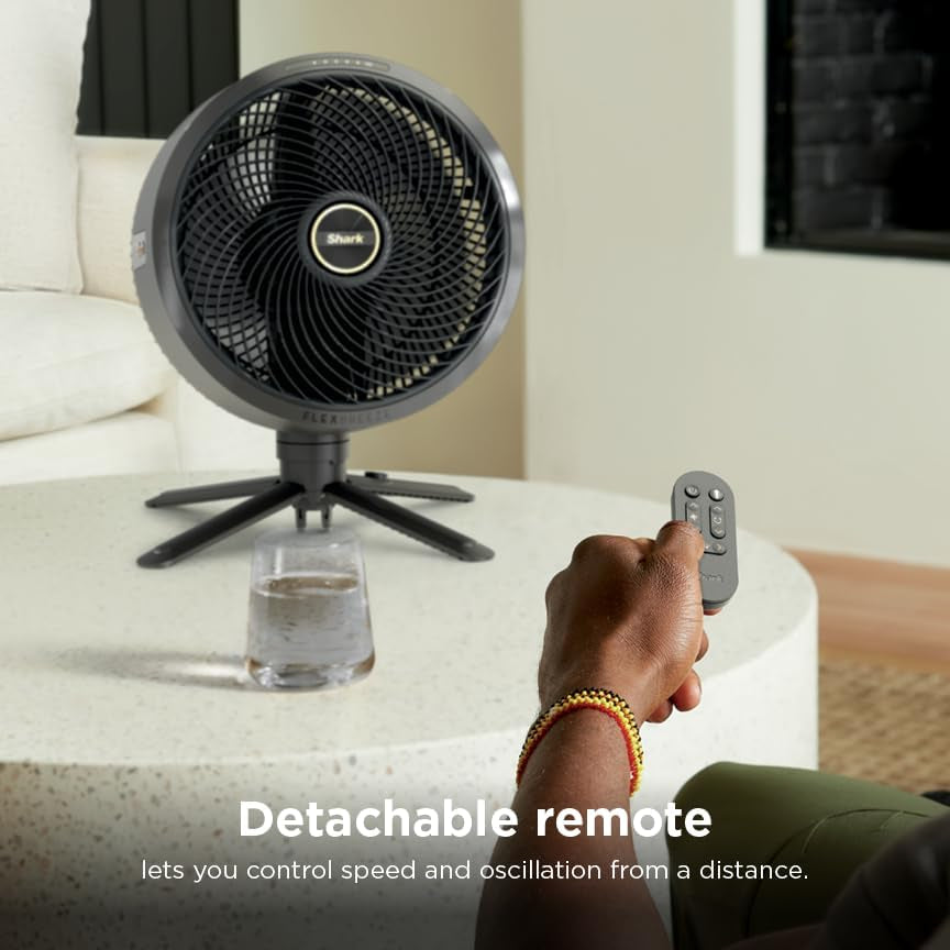 Shark Flexbreeze Fan, Indoor & Outdoor Oscillating Cooling Fan, Floor & Tabletop, Portable Cordless & Corded, Bedroom, Office & Patio Fan, Instacool Misting Attachment & Remote, Grey, FA222​
