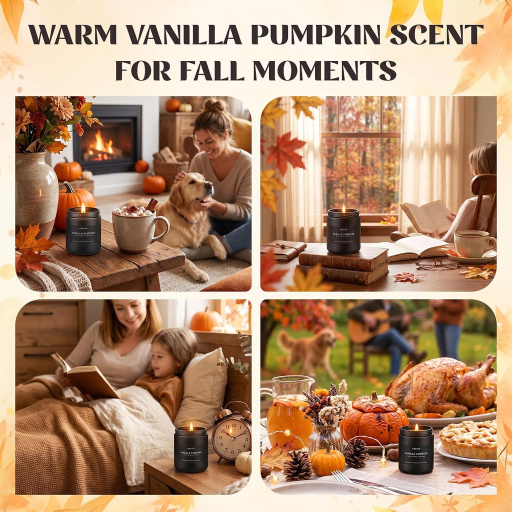 Fall Candle, Vanilla Pumpkin Scented for Home, Soy Wax