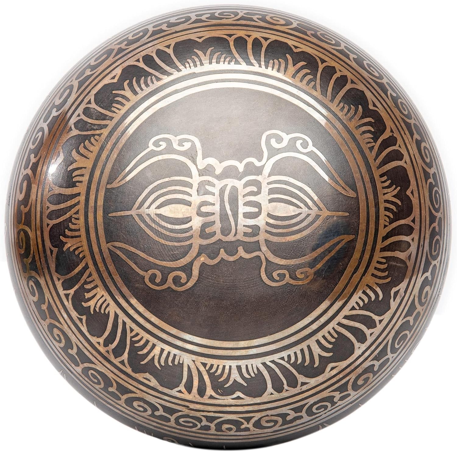 Premium Tibetan Singing Bowl Set – Handmade in Nepal Sound & Meditation Bowl – Spiritual Decor for Yoga, Wellness Spaces & Relaxation by  (Brown & Red)