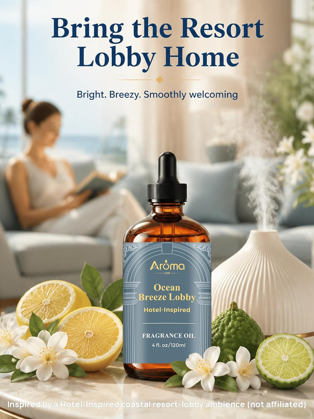 Ocean Breeze Lobby Fragrance Oil, Hotel-Inspired Coastal Resort Scent, Diffuser Oil for Home Diffusers and Crafting