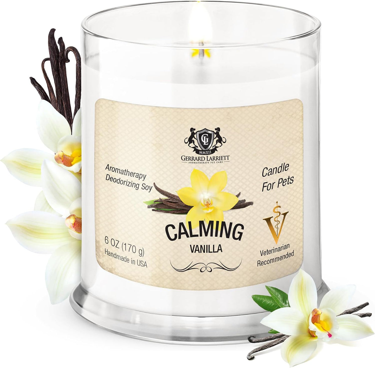 Pet Odor Eliminator Candle Calming Vanilla Scented Candle, Calming Candles Aromatherapy for Home Decor, Soy Wax Pet Candles Odor Eliminator for Animal Lover, Aromatherapy by Gerrard Larriett